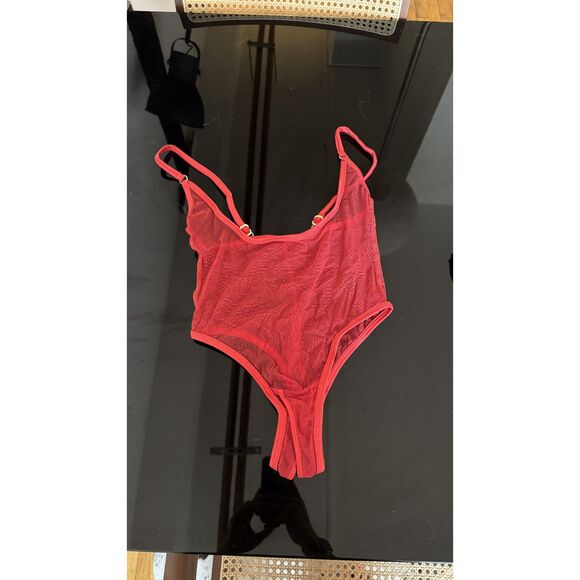 MarieMur Red Mesh Crotchless Panties - Picture 3 of 4